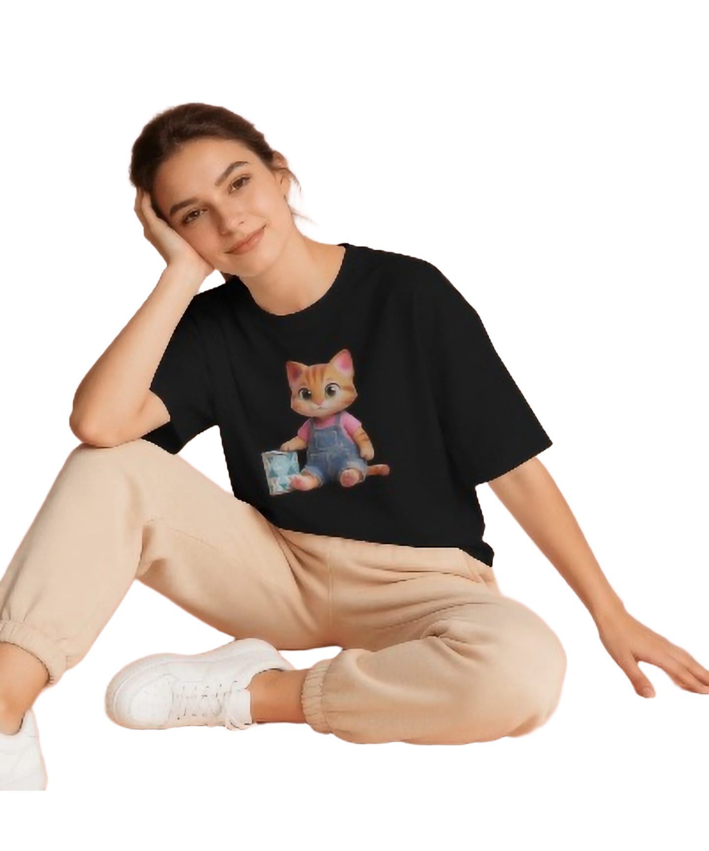 Cute Cat Graphic T-Shirt for Women | Kawaii Kitten Tee | Cat Lover Gift | 100% Cotton