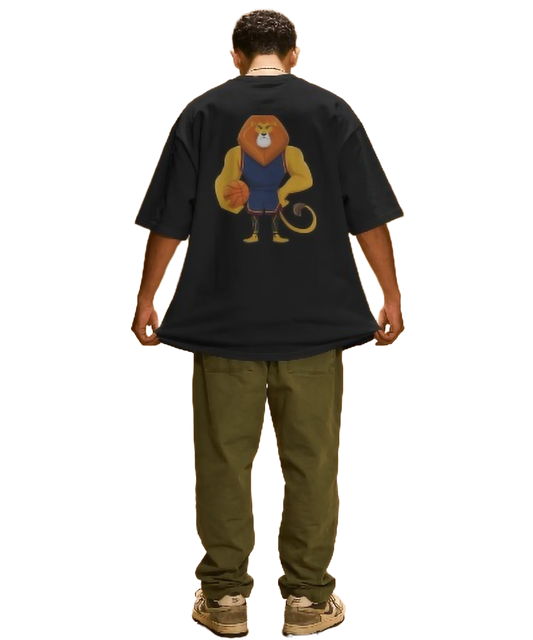 Nite Stream "Court King" Basketball Lion Premium Men's T-Shirt | Heavyweight Varsity Edition